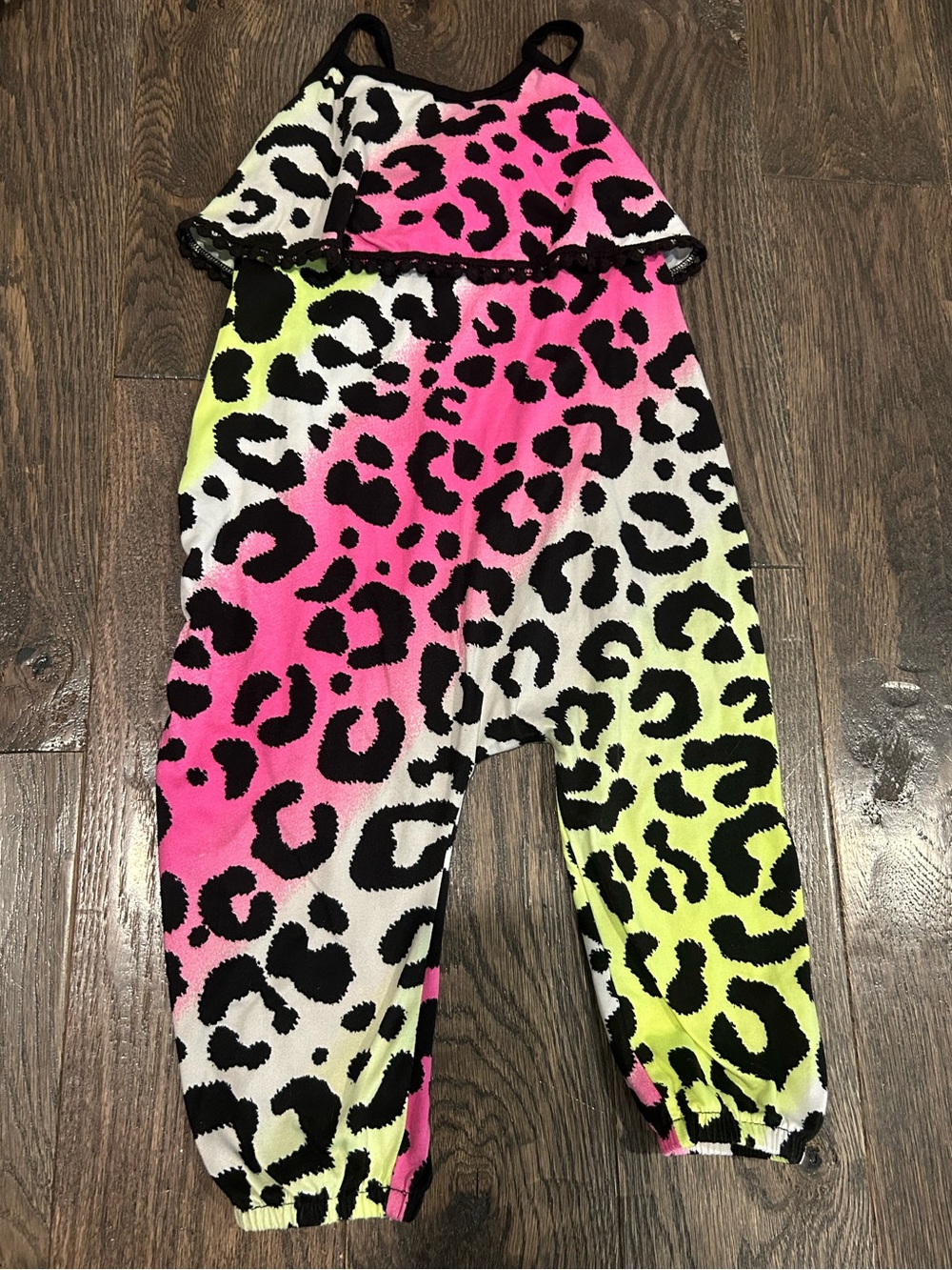 Pixie Lane Neon Leopard Print Girls Romper - Size 18-24 months